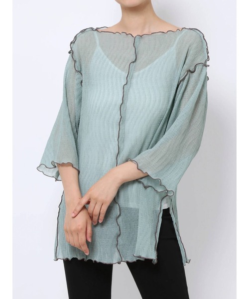 merry jenny（メリージェニー）の「エアリーメロウハーフスリーブTOPS（Tシャツ/カットソー・レディース・ピンク/グリーン/ブルー/ブラウン・FREE）」の19枚目の写真