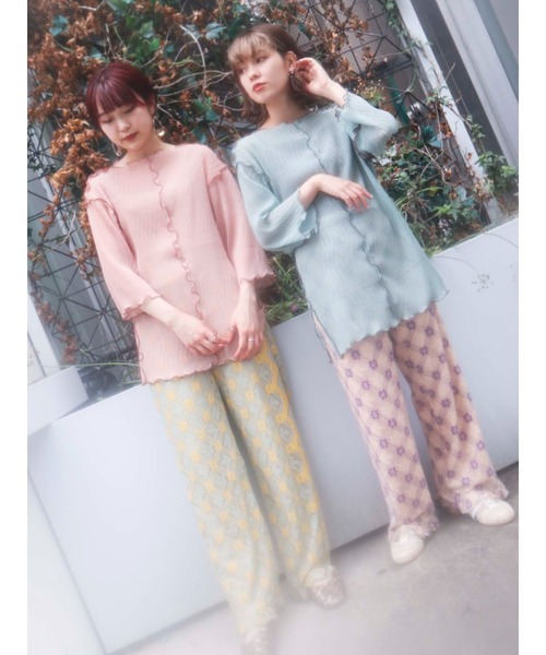 merry jenny（メリージェニー）の「エアリーメロウハーフスリーブTOPS（Tシャツ/カットソー・レディース・ピンク/グリーン/ブルー/ブラウン・FREE）」の5枚目の写真