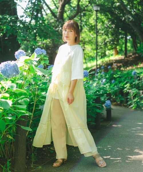 nemne store（ネンネストア）の「あじさいに染まる２weyキャミワンピース（ワンピース・レディース・ベージュ/オフホワイト/ミント・フリー）」の12枚目の写真