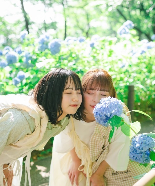 nemne store（ネンネストア）の「あじさいに染まる２weyキャミワンピース（ワンピース・レディース・ベージュ/オフホワイト/ミント・フリー）」の6枚目の写真