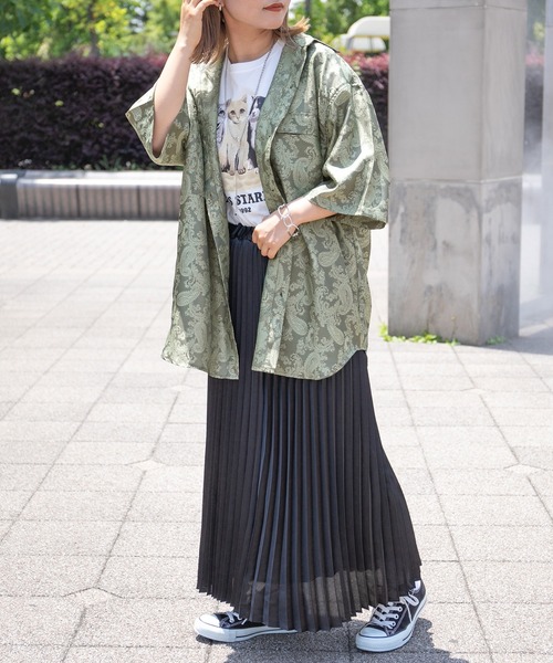 kutir(クティール)の「3匹のネコプリントTシャツ(Tシャツ/カットソー・レディース・ホワイト/オレンジ/グリーン・FREE)」の7枚目の写真