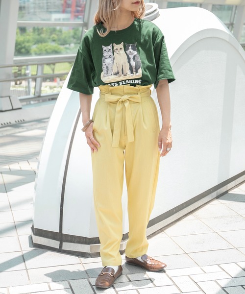 kutir(クティール)の「3匹のネコプリントTシャツ(Tシャツ/カットソー・レディース・ホワイト/オレンジ/グリーン・FREE)」の12枚目の写真