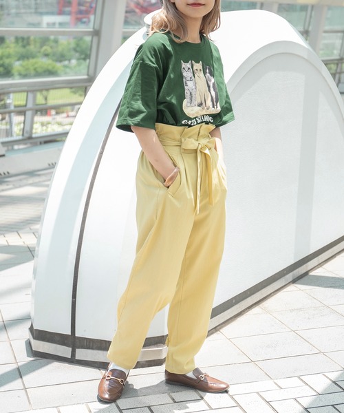 kutir(クティール)の「3匹のネコプリントTシャツ(Tシャツ/カットソー・レディース・ホワイト/オレンジ/グリーン・FREE)」の13枚目の写真