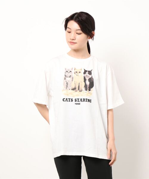 kutir(クティール)の「3匹のネコプリントTシャツ(Tシャツ/カットソー・レディース・ホワイト/オレンジ/グリーン・FREE)」の22枚目の写真