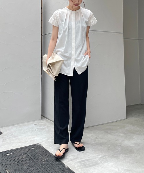 CAPRICIEUX LE'MAGE（カプリシューレマージュ）の「2WAYシャーリングフレンチブラウス（シャツ/ブラウス・レディース・ホワイト/ブラック/グリーン・FREE）」の19枚目の写真