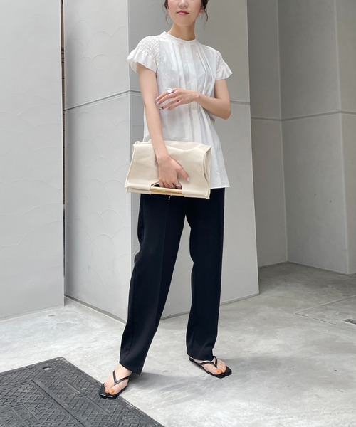 CAPRICIEUX LE'MAGE（カプリシューレマージュ）の「2WAYシャーリングフレンチブラウス（シャツ/ブラウス・レディース・ホワイト/ブラック/グリーン・FREE）」の5枚目の写真