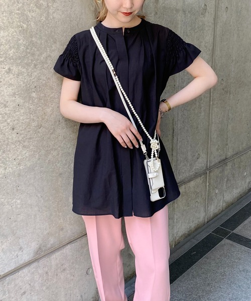 CAPRICIEUX LE'MAGE（カプリシューレマージュ）の「2WAYシャーリングフレンチブラウス（シャツ/ブラウス・レディース・ホワイト/ブラック/グリーン・FREE）」の16枚目の写真