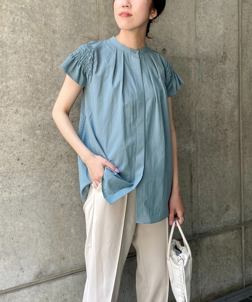 CAPRICIEUX LE'MAGE（カプリシューレマージュ）の「2WAYシャーリングフレンチブラウス（シャツ/ブラウス・レディース・ホワイト/ブラック/グリーン・FREE）」の17枚目の写真