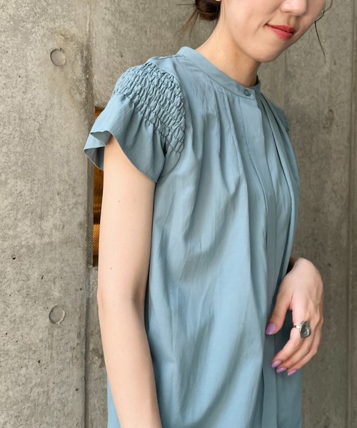 CAPRICIEUX LE'MAGE（カプリシューレマージュ）の「2WAYシャーリングフレンチブラウス（シャツ/ブラウス・レディース・ホワイト/ブラック/グリーン・FREE）」の14枚目の写真