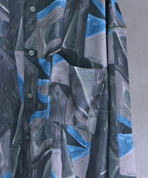 JOKER（ジョーカー）の「ストレッチ総柄プリントオーバーサイズ長袖シャツ ビッグサイズ柄シャツ 春服（シャツ/ブラウス・メンズ・ブルー/ブラック系その他/ブラック/ブラウン/ブラウン系その他/グレー・M/L）」の11枚目の写真