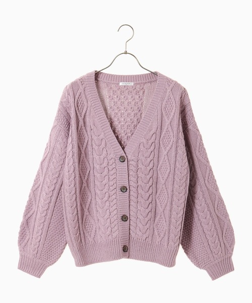 Honeys（ハニーズ）の「ケーブル編Ｖカーデ（カーディガン/ボレロ・レディース・ブラウン/アイボリー/ベージュ系その他/ブルー系その他/ピンク系その他・S/M/L）」の19枚目の写真