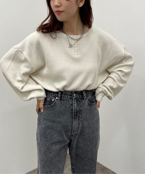 apres jour mignon(アプレジュールミニョン)の「ワッフルヘンリートップス【ZOZOTOWN限定アイテム】(Tシャツ/カットソー・レディース・アイボリー/カーキ/ブラック・X-LARGE/フリー)」の20枚目の写真