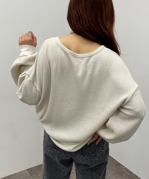 apres jour mignon(アプレジュールミニョン)の「ワッフルヘンリートップス【ZOZOTOWN限定アイテム】(Tシャツ/カットソー・レディース・アイボリー/カーキ/ブラック・X-LARGE/フリー)」の21枚目の写真