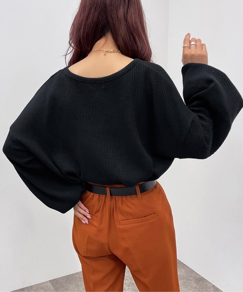 apres jour mignon(アプレジュールミニョン)の「ワッフルヘンリートップス【ZOZOTOWN限定アイテム】(Tシャツ/カットソー・レディース・アイボリー/カーキ/ブラック・X-LARGE/フリー)」の8枚目の写真