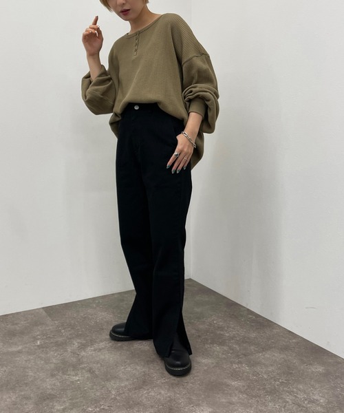 apres jour mignon(アプレジュールミニョン)の「ワッフルヘンリートップス【ZOZOTOWN限定アイテム】(Tシャツ/カットソー・レディース・アイボリー/カーキ/ブラック・X-LARGE/フリー)」の16枚目の写真