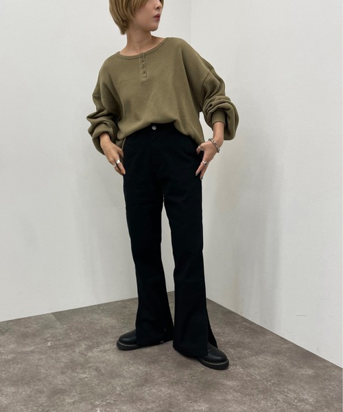 apres jour mignon(アプレジュールミニョン)の「ワッフルヘンリートップス【ZOZOTOWN限定アイテム】(Tシャツ/カットソー・レディース・アイボリー/カーキ/ブラック・X-LARGE/フリー)」の17枚目の写真