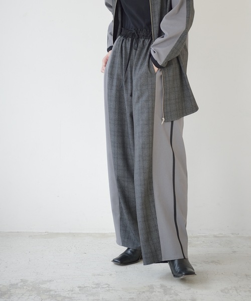 La SRIC（ラスリック）の「La SRIC / チェックサイドラインPT【セットアップ可】（その他パンツ・レディース・グレー/キャメル・MEDIUM）」の13枚目の写真