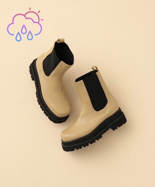 ESPERANZA（エスペランサ）の「◆【残りわずか】【晴雨兼用】トラックソールサイドゴアショートブーツ（ブーツ・レディース・ブラック/ベージュ・LL/S/M/L）」の4枚目の写真