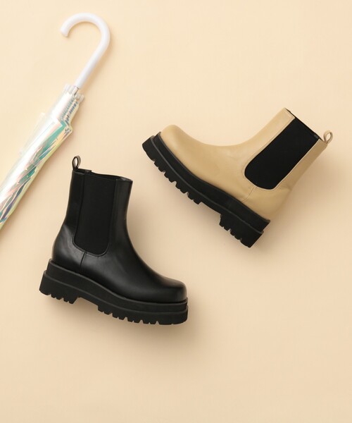 ESPERANZA（エスペランサ）の「◆【残りわずか】【晴雨兼用】トラックソールサイドゴアショートブーツ（ブーツ・レディース・ブラック/ベージュ・LL/S/M/L）」の8枚目の写真