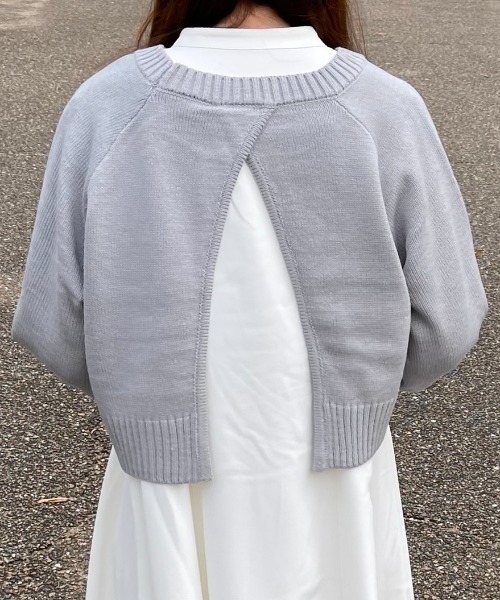 ACT（アクト）の「バックスリット クルーネック ショートニット（ニット/セーター・レディース・ライトブルー/ブラック・M）」の4枚目の写真