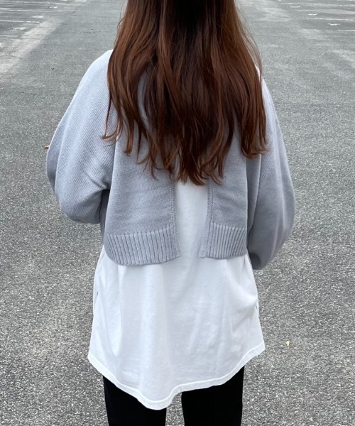 ACT（アクト）の「バックスリット クルーネック ショートニット（ニット/セーター・レディース・ライトブルー/ブラック・M）」の5枚目の写真