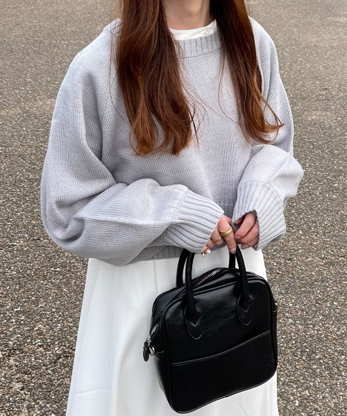 ACT（アクト）の「バックスリット クルーネック ショートニット（ニット/セーター・レディース・ライトブルー/ブラック・M）」の11枚目の写真