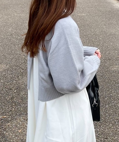 ACT（アクト）の「バックスリット クルーネック ショートニット（ニット/セーター・レディース・ライトブルー/ブラック・M）」の16枚目の写真