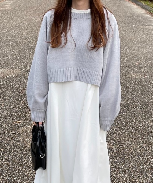 ACT（アクト）の「バックスリット クルーネック ショートニット（ニット/セーター・レディース・ライトブルー/ブラック・M）」の18枚目の写真