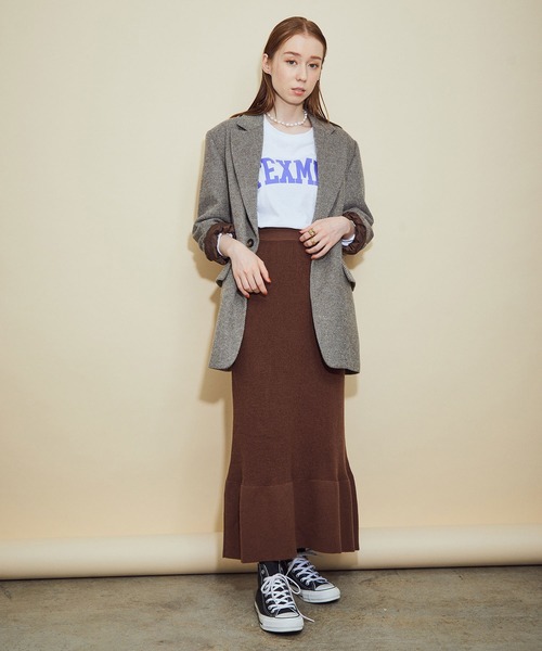 MADEMOISELLE ROPE'(マドモアゼル ロペ)の「【セットアップ】ラッフルスリーブニットワンピース(ワンピース・レディース・ブラック/ブラウン・38)」の17枚目の写真