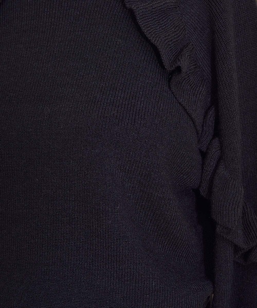 MADEMOISELLE ROPE'(マドモアゼル ロペ)の「【セットアップ】ラッフルスリーブニットワンピース(ワンピース・レディース・ブラック/ブラウン・38)」の16枚目の写真