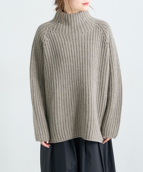 PUAL CE CIN（ピュアルセシン）の「【Du noir】ウールカシミヤ ハイネックニットプルオーバー（ニット/セーター・レディース・ブラック/ベージュ/モカ・FREE）」の5枚目の写真