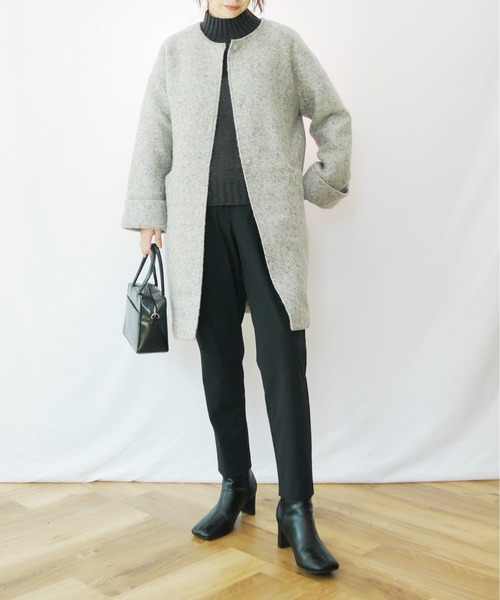 AZUL ENCANTO（アズールエンカント）の「ブークレーノーカラーコート（その他アウター・レディース・ブラック/ベージュ/ネイビー・FREE）」の9枚目の写真