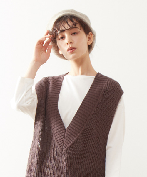 MELROSE claire(メルローズ クレール)の「【アンチピリング加工で毛玉が出来づらい♪ベレー帽】(ハンチング/ベレー帽・レディース・ブラック/ベージュ/ブラウン・FREE)」の5枚目の写真