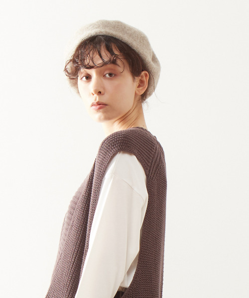 MELROSE claire(メルローズ クレール)の「【アンチピリング加工で毛玉が出来づらい♪ベレー帽】(ハンチング/ベレー帽・レディース・ブラック/ベージュ/ブラウン・FREE)」の7枚目の写真