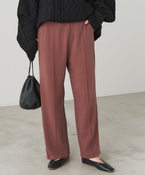 Chaco closet（チャコ クローゼット）の「ウエストゴム センターシーム ストレートパンツ（スラックス・レディース・ピンク・M/TM）」の8枚目の写真