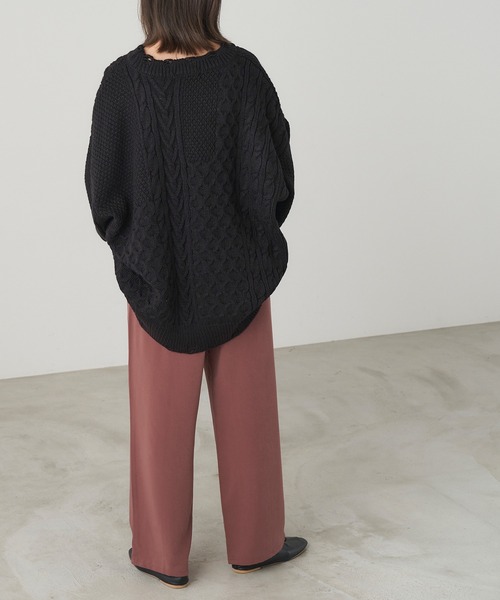 Chaco closet（チャコ クローゼット）の「ウエストゴム センターシーム ストレートパンツ（スラックス・レディース・ピンク・M/TM）」の11枚目の写真