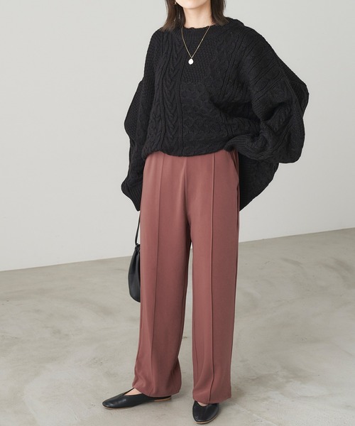 Chaco closet（チャコ クローゼット）の「ウエストゴム センターシーム ストレートパンツ（スラックス・レディース・ピンク・M/TM）」の10枚目の写真