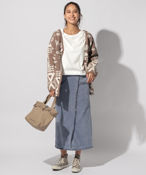 BAYFLOW（ベイフロー）の「フリンジベッチンスカート（スカート・レディース・ベージュ/ブルー・SMALL/MEDIUM）」の3枚目の写真