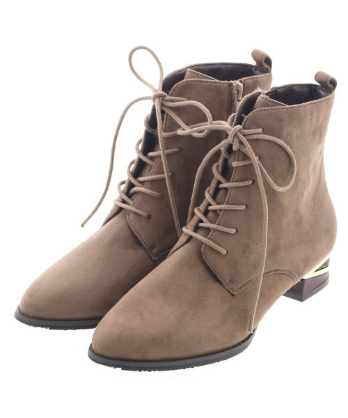 JELLY BEANS（ジェリービーンズ）の「カラーブロックヒールレースアップブーツ(204-42741)JELLY BEANS(ジェリービーンズ)（ブーツ・レディース・ダークブラウン/グレイッシュベージュ/ブラック・M/L/S）」の2枚目の写真