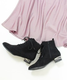 カラーブロックヒールレースアップブーツ(204-42741)JELLY BEANS(ジェリービーンズ)