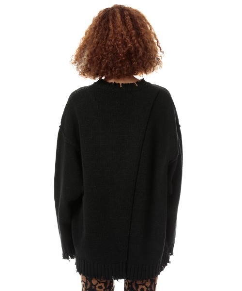 SLY（スライ）の「DAMAGED LOOSE TOPS ダメージルーズ ニット トップス（ニット/セーター・レディース・ホワイト/ブルー/ブラウン/ブラック・FREE）」の14枚目の写真