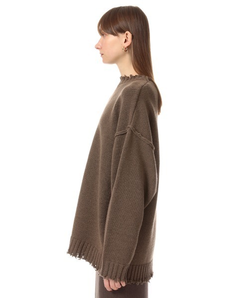 SLY（スライ）の「DAMAGED LOOSE TOPS ダメージルーズ ニット トップス（ニット/セーター・レディース・ホワイト/ブルー/ブラウン/ブラック・FREE）」の18枚目の写真