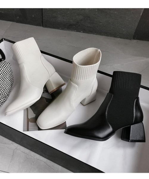 KOR（ケーオーアール）の「サイドゴアショートブーツ（ブーツ・レディース・ブラック/アイボリー・40/38/39/35/36/37）」の4枚目の写真