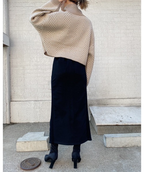 LiSeek（リシーク）の「【LiSeeK】ヘリンボーン柄ニット TOP（ニット/セーター・レディース・ブラック/ベージュ/ブラウン・FREE）」の12枚目の写真