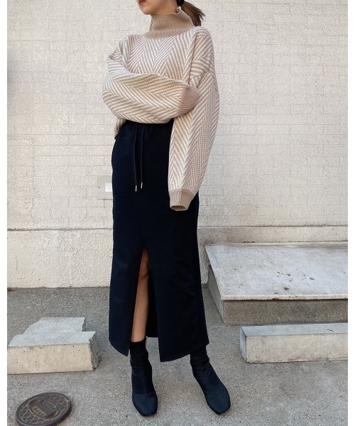 LiSeek（リシーク）の「【LiSeeK】ヘリンボーン柄ニット TOP（ニット/セーター・レディース・ブラック/ベージュ/ブラウン・FREE）」の17枚目の写真