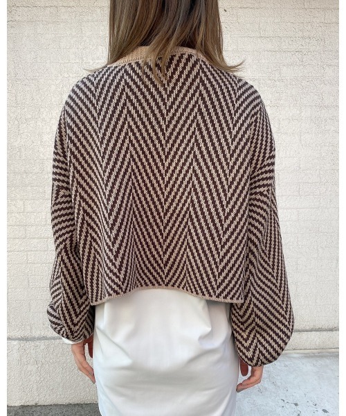 LiSeek（リシーク）の「【LiSeeK】ヘリンボーン柄ニット TOP（ニット/セーター・レディース・ブラック/ベージュ/ブラウン・FREE）」の15枚目の写真