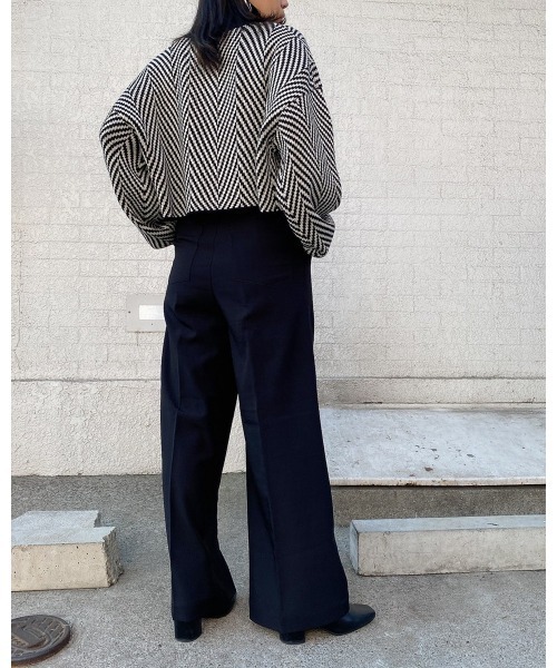 LiSeek（リシーク）の「【LiSeeK】ヘリンボーン柄ニット TOP（ニット/セーター・レディース・ブラック/ベージュ/ブラウン・FREE）」の9枚目の写真