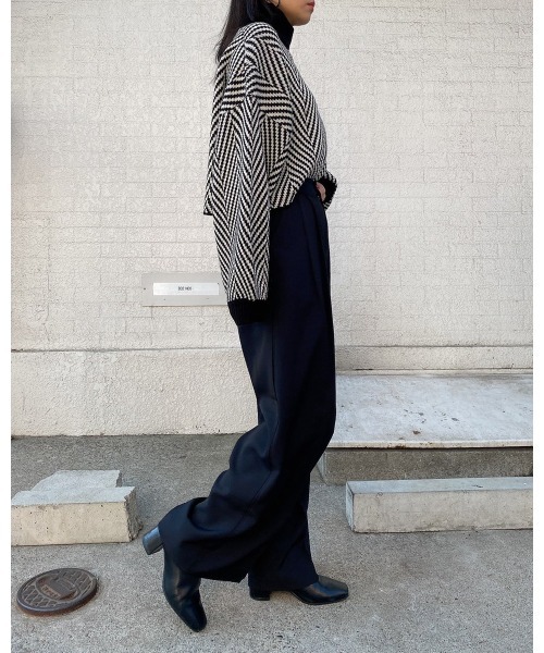 LiSeek（リシーク）の「【LiSeeK】ヘリンボーン柄ニット TOP（ニット/セーター・レディース・ブラック/ベージュ/ブラウン・FREE）」の19枚目の写真