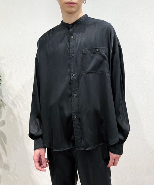 Niell（ニール）の「バンドカラーオーバーサイズシャツ〇（シャツ/ブラウス・メンズ・ホワイト/ブラック/サックスブルー・S/M/L）」の3枚目の写真