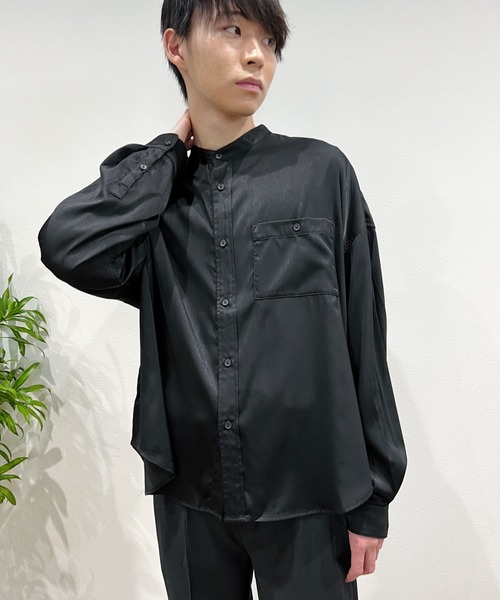 Niell（ニール）の「バンドカラーオーバーサイズシャツ〇（シャツ/ブラウス・メンズ・ホワイト/ブラック/サックスブルー・S/M/L）」の10枚目の写真